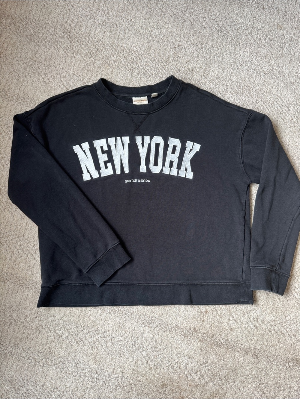 Scotch & Soda Black Crewneck with White 'NEW YORK' Print